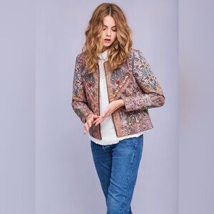 Chelsea & Theodore Quilted Multicolor Studded Jacket - Size Small
